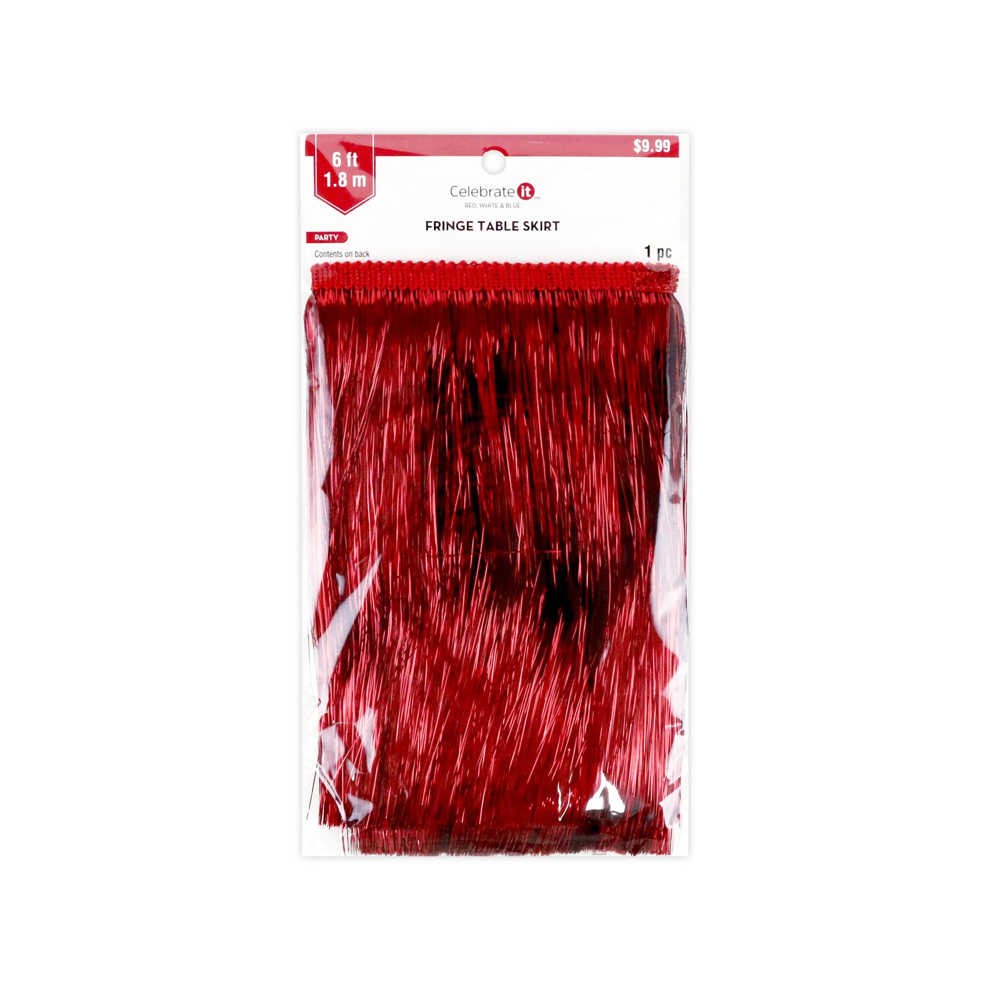 6ft. Red Fringe Table Skirt by Celebrate It™